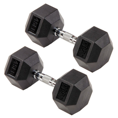 Signature Fitness Hex Dumbbells Strength Training Workout Equipment Set, 45 lbs - VMInnovations