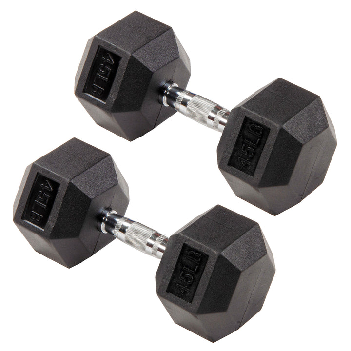 Signature Fitness Hex Dumbbells Strength Training Workout Set, 45 lbs (Used)