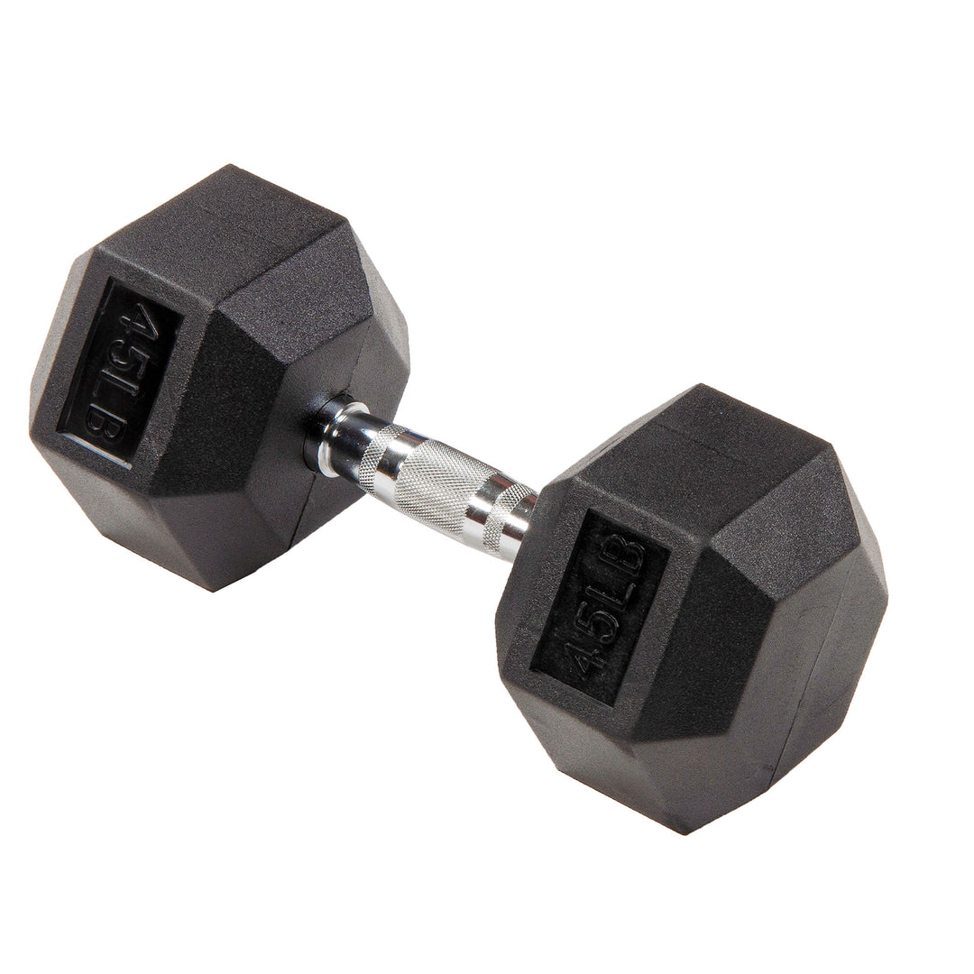 Signature Fitness Hex Dumbbells Strength Training Workout Set, 45 lbs (Used)
