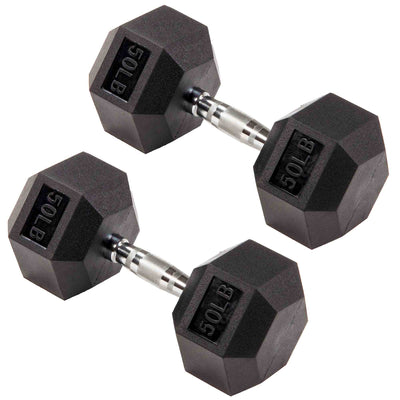Signature Hex Dumbbells Strength Training Workout Equipment Set, 50 lbs(Used) - VMInnovations