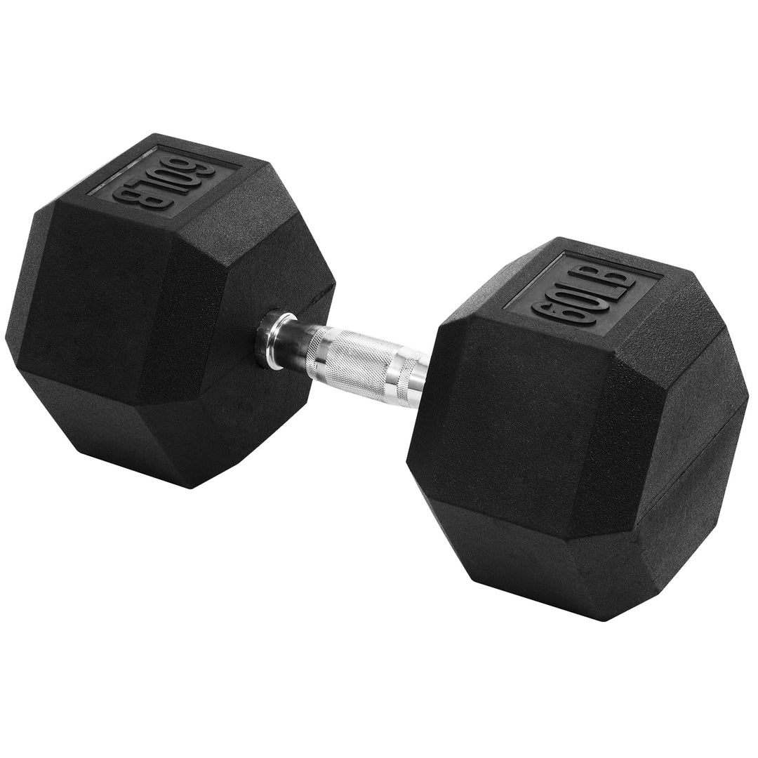 Signature Fitness Hex Single Dumbbell Strength Training Workout Equipment, 60 lb