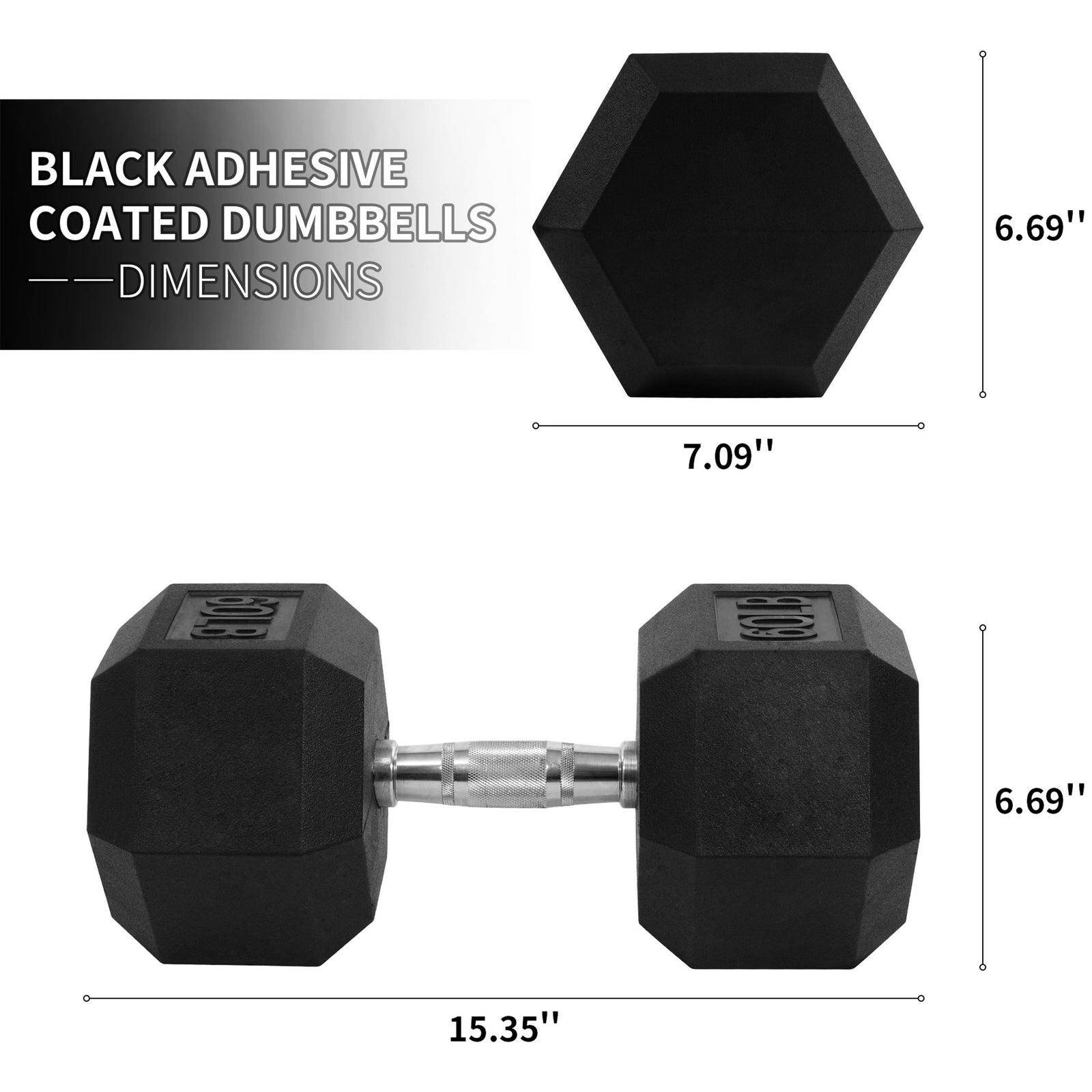 Signature Fitness Hex Single Dumbbell Strength Training Workout Equipment, 60 lb - VMInnovations