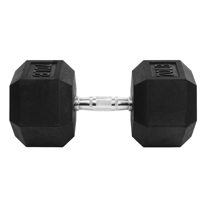 Signature Fitness Hex Single Dumbbell Strength Training Workout Equipment, 70 lb