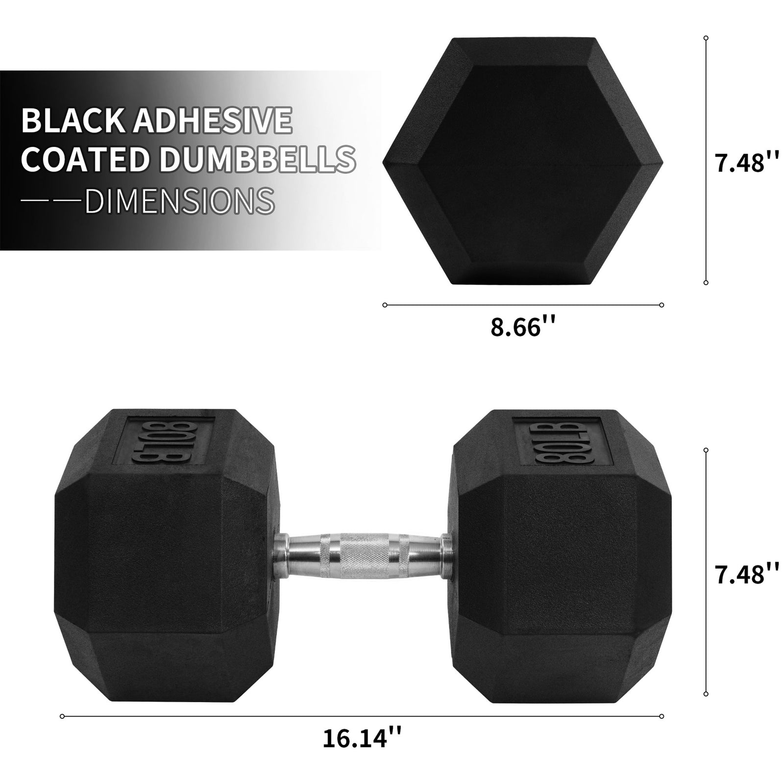 Signature Fitness Hex Single Dumbbell Strength Training Workout Equipment, 80 lb - VMInnovations