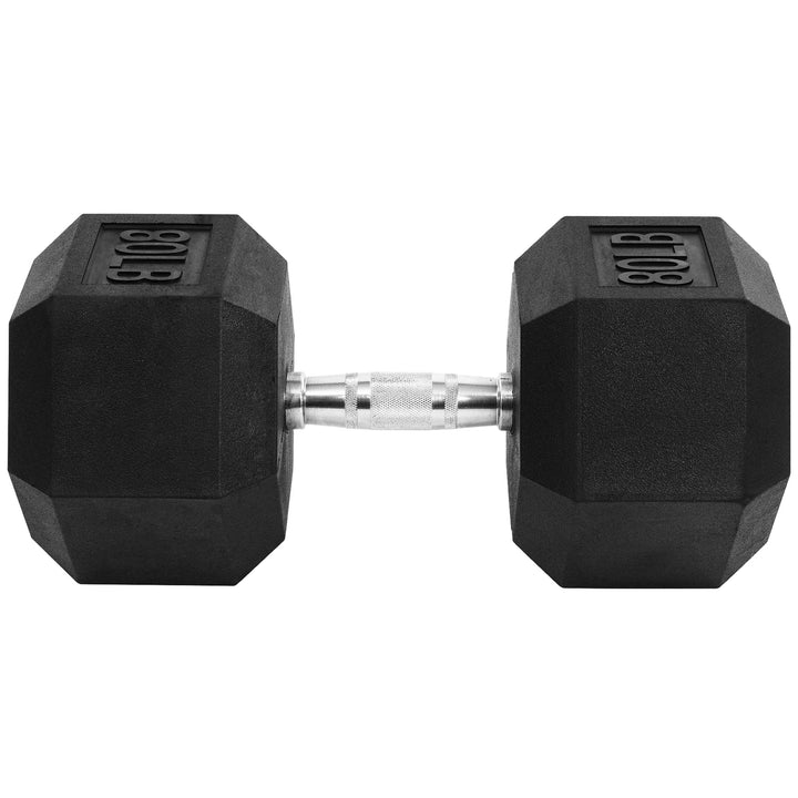 Signature Fitness Hex Single Dumbbell Strength Training Workout Equipment, 80 lb