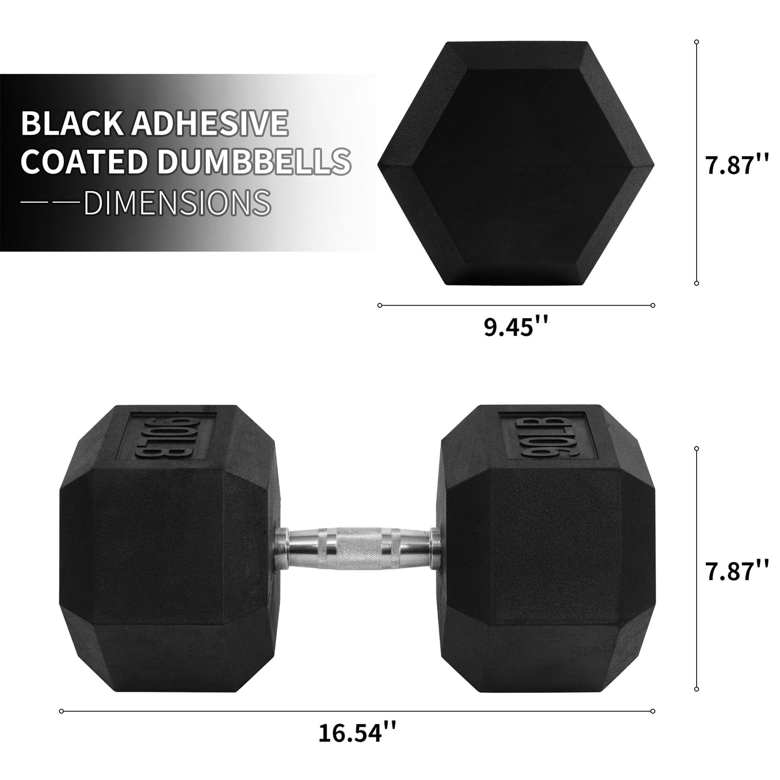 Signature Fitness Hex Single Dumbbell Strength Training Workout Equipment, 90 lb - VMInnovations