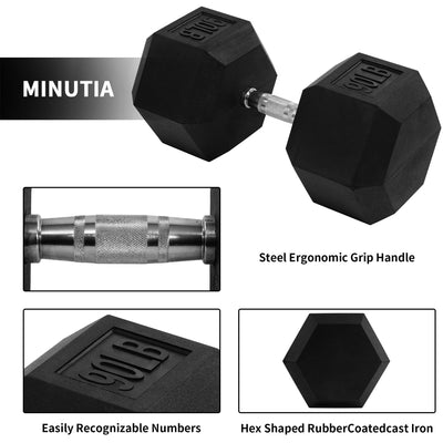 Signature Fitness Hex Single Dumbbell Strength Training Workout Equipment, 90 lb