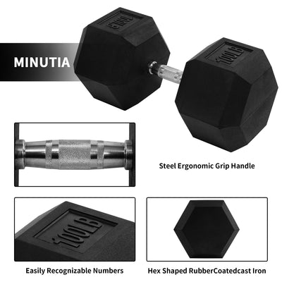 Signature Fitness Hex Dumbbell Training Workout Equipment, 100 lb (Open Box) - VMInnovations