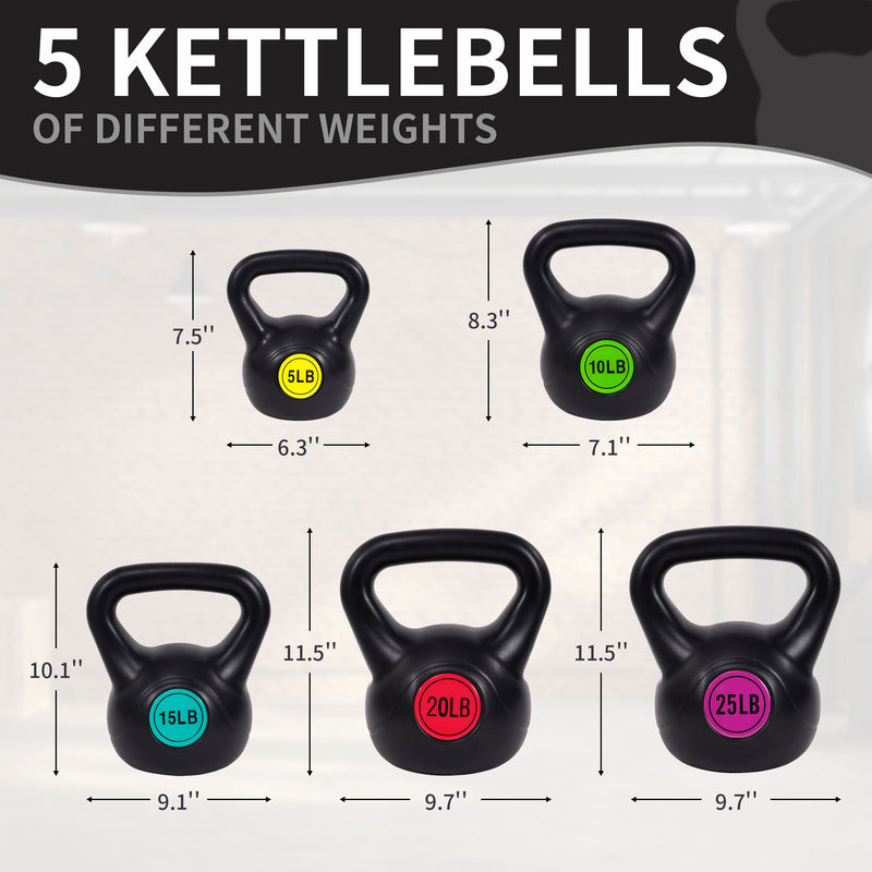 Sporzon! Grip Kettle Bell Training Weight Set, 5, 10, 15, 20, 25lb (Used)