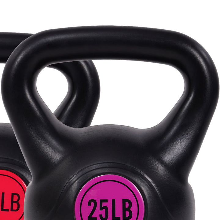 Sporzon! Wide Grip Kettle Bell Strength Training Weight Set, 5, 10, 15, 20, 25lb