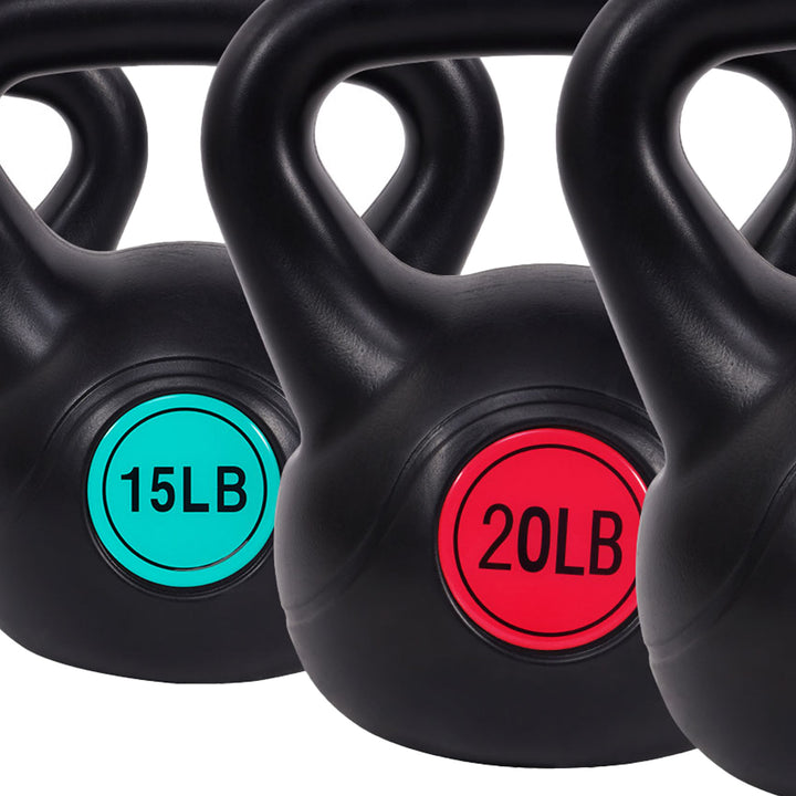 Sporzon! Wide Grip Kettle Bell Strength Training Weight Set, 5, 10, 15, 20, 25lb