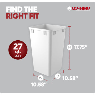 Rev-A-Shelf Polymer Replacement 27 qt. Trash Bin, White, 2 Pack, RV-1024-11-2 - VMInnovations