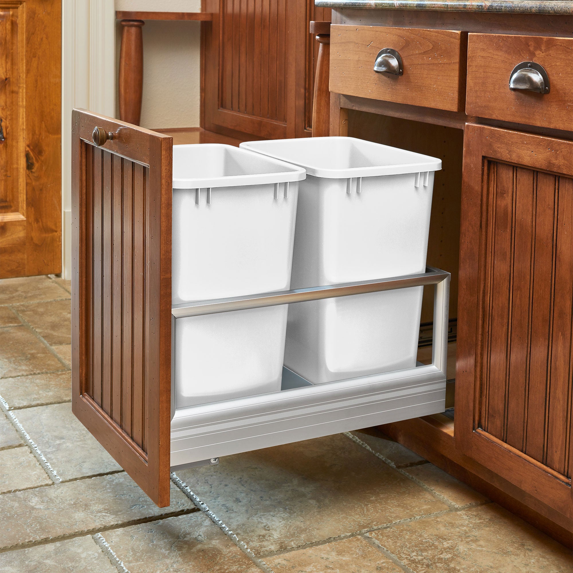 Rev-A-Shelf Polymer Replacement 27 qt. Trash Bin, White, 2 Pack, RV-1024-11-2 - VMInnovations