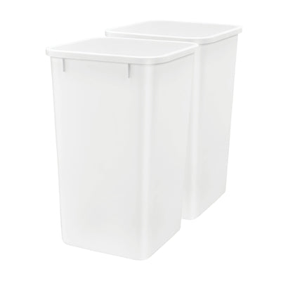 Rev-A-Shelf Polymer Replacement 27 Quart Trash Bin, White, 2 Pack, RV-1024-11-2