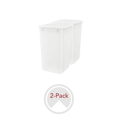 Rev-A-Shelf Polymer Replacement 27 Quart Trash Bin, White, 2 Pack, RV-1024-11-2