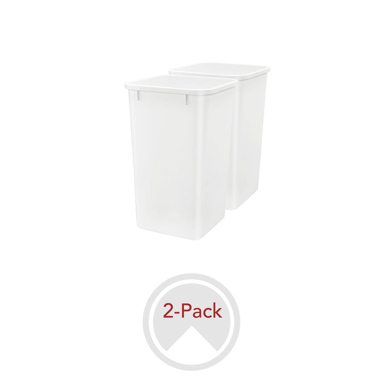 Rev-A-Shelf Polymer Replacement 27 qt. Trash Bin, White, 2 Pack, RV-1024-11-2