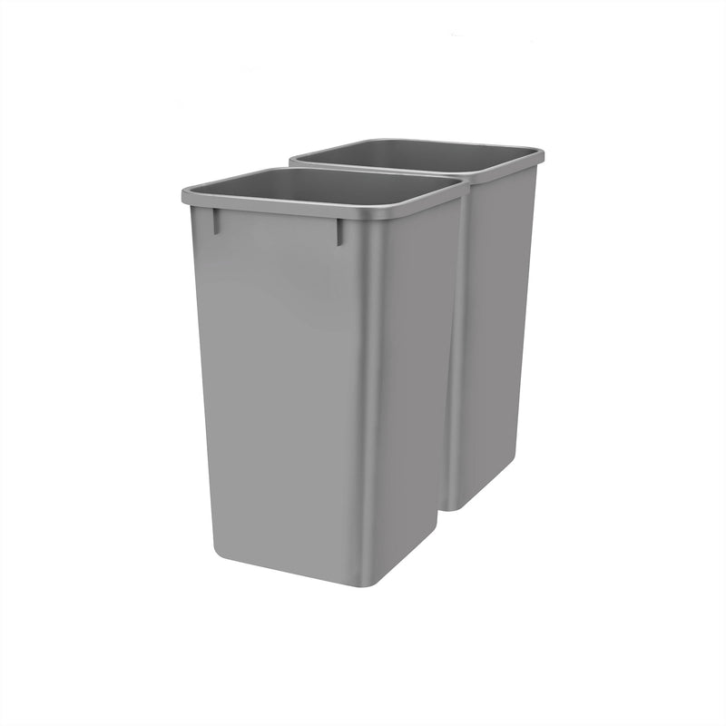 Rev-A-Shelf Polymer Replacement 27 Quart Trash Bin, Silver, 2 Pack, RV-1024-17-2