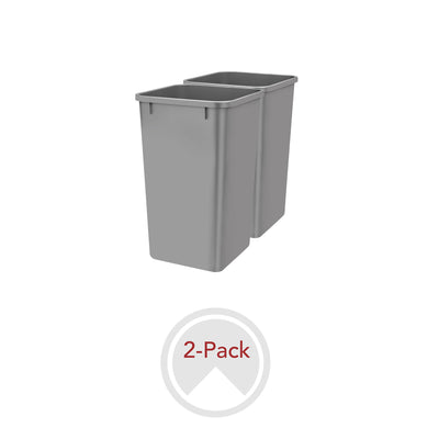 Rev-A-Shelf Polymer Replacement 27 Quart Trash Bin, Silver, 2 Pack, RV-1024-17-2