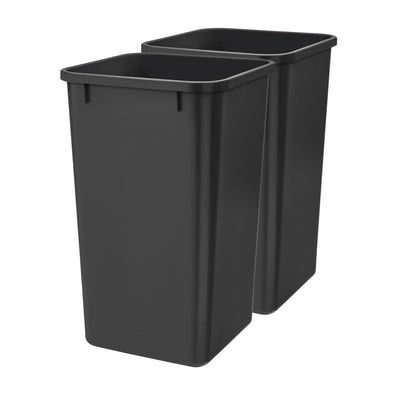 Rev-A-Shelf Polymer Replacement 27 Quart Trash Bin, Black, 2 Pack, RV-1024-18-2