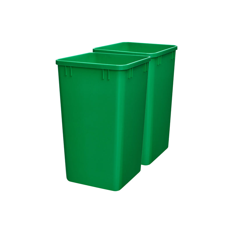 Rev-A-Shelf Polymer Replacement 27 Quart Trash Bin, Green, 2 Pack, RV-1024-19-2
