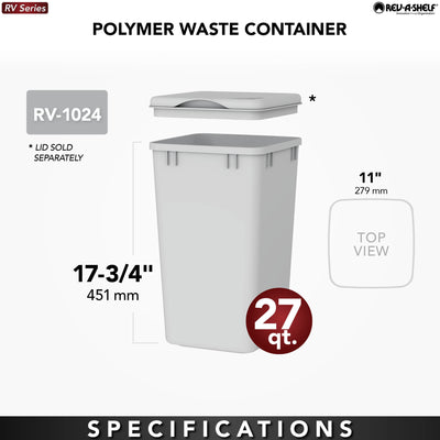 Rev-A-Shelf Polymer Replacement 27 Quart Trash Bin, Green, 2 Pack, RV-1024-19-2