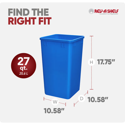 Rev-A-Shelf Polymer Replacement 27 qt. Trash Bin, Blue, 2 Pack, RV-1024-22-2