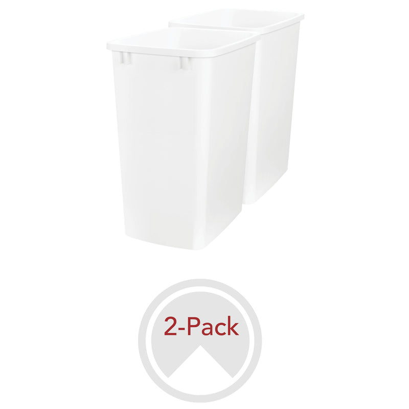Rev-A-Shelf Polymer Replacement 35 Quart Trash Bin, White, 2 Pack, RV-35-11-2