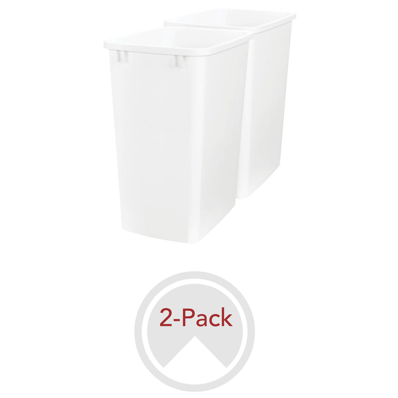 Rev-A-Shelf Polymer Replacement 35 qt. Trash Bin, White, 2 Pack, RV-35-11-2