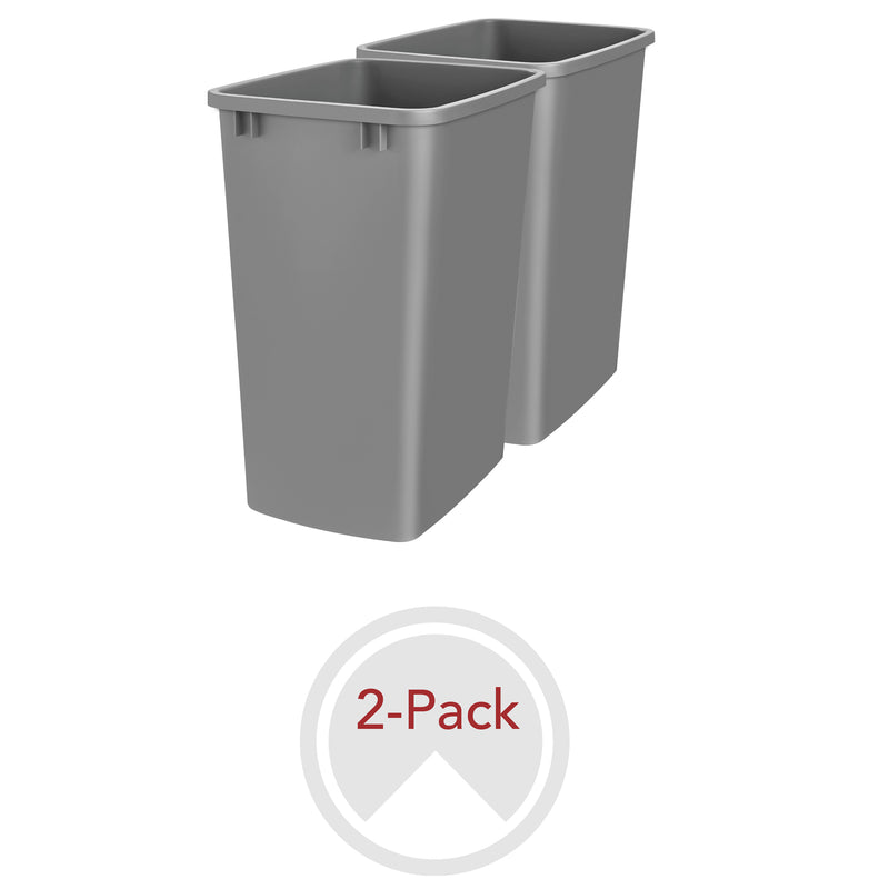 Rev-A-Shelf Polymer Replacement 35 Quart Trash Bin, Silver, 2 Pack, RV-35-17-2