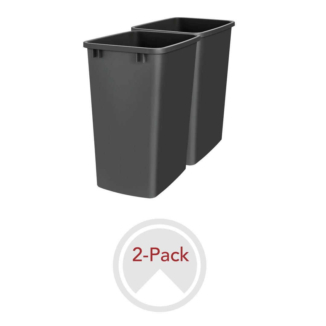 Rev-A-Shelf Polymer Replacement 35 qt. Trash Bin, Black, 2 Pack, RV-35-18-2