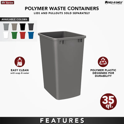 Rev-A-Shelf Polymer Replacement 35 Quart Trash Bin, Green, 2 Pack, RV-35-19-2