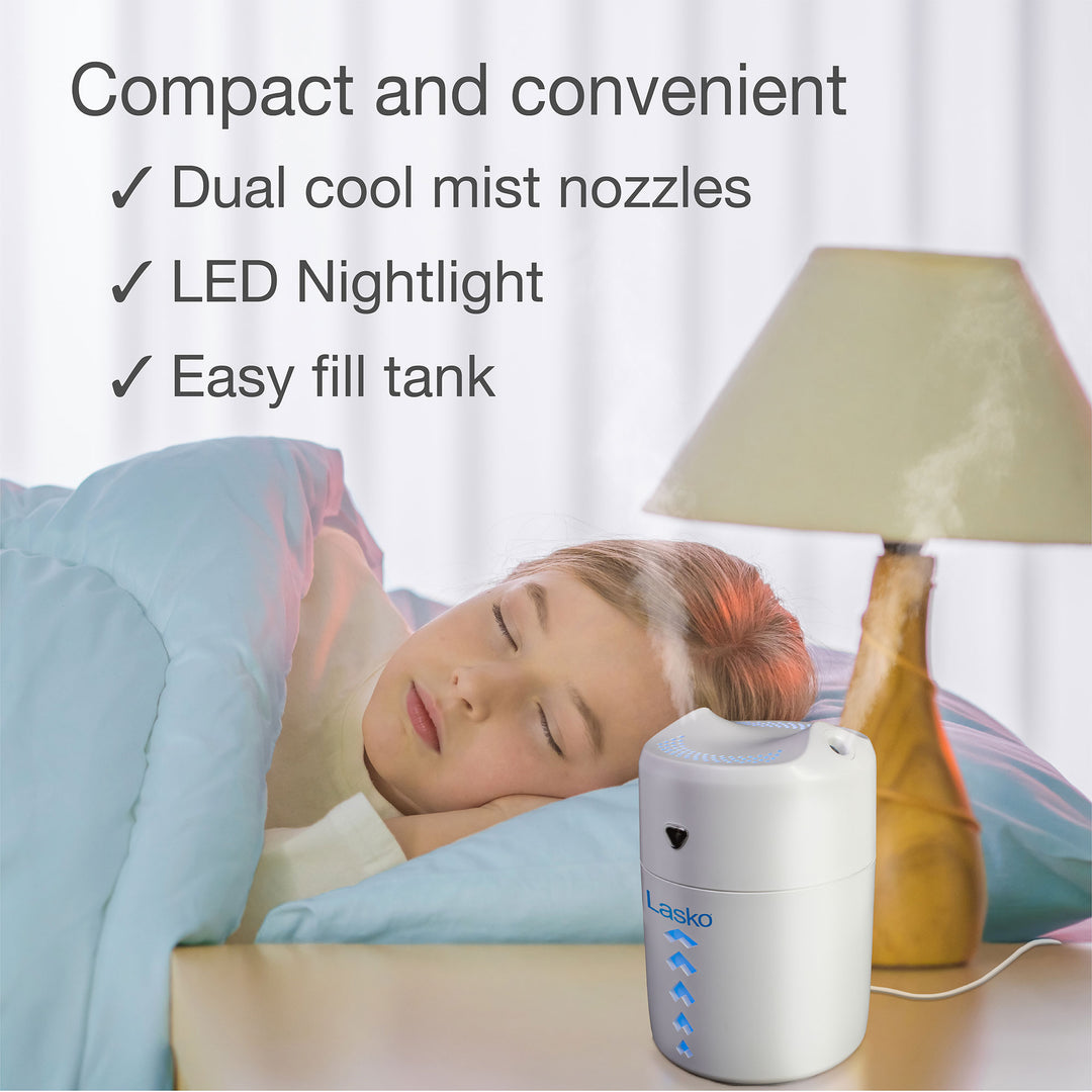 Lasko Ultrasonic Cool Mist Humidifier 0.4L, Home Water Vaporizer, White (Used)