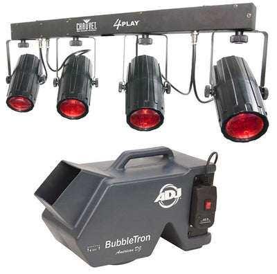 NEW! CHAUVET 4PLAY LED DMX Novelty Light Beam Bar System +ADJ BubbleTron Machine