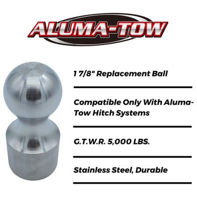 Aluma-Tow 1 7/8" Hitch Ball Replacement, Chrome Plated Steel (Open Box) - VMInnovations