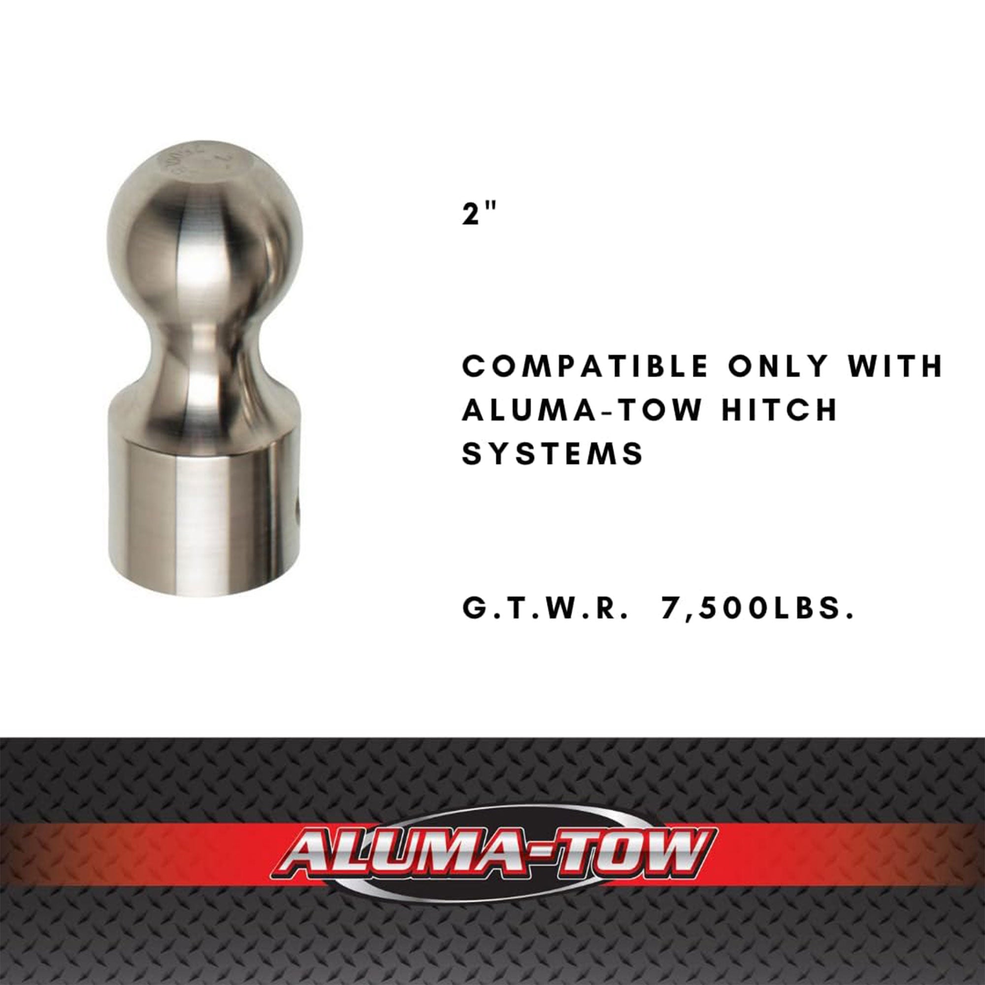 Aluma-Tow 2 in. Heavy Duty Powder Coated Hitch Ball Replacement, Stainless Steel - VMInnovations