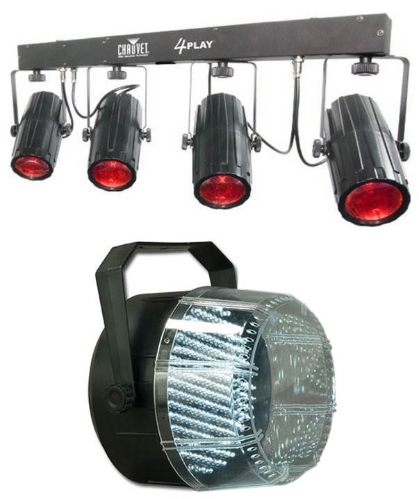 CHAUVET 4PLAY LED DMX Light Beam Bar Effect System + ADJ Flash Shot Strobe Light