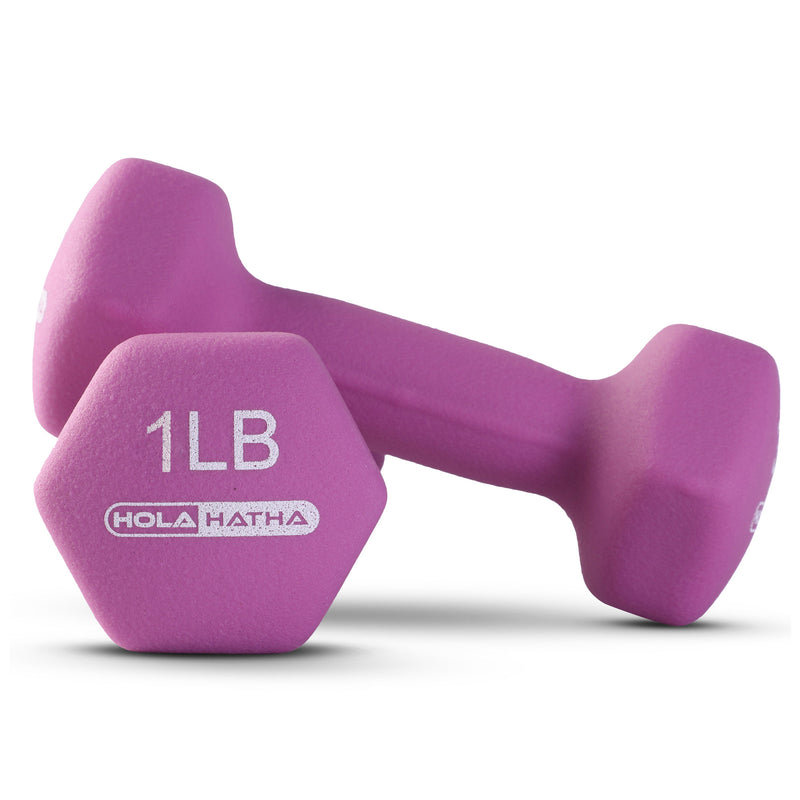 HolaHatha 1, 2 & 3 lb Neoprene Dumbbell Training Weight Set with Rack (Used)