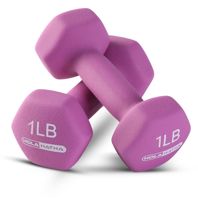 HolaHatha 1, 2 and 3 lb Neoprene Dumbbell Strength Training Weight Set with Rack