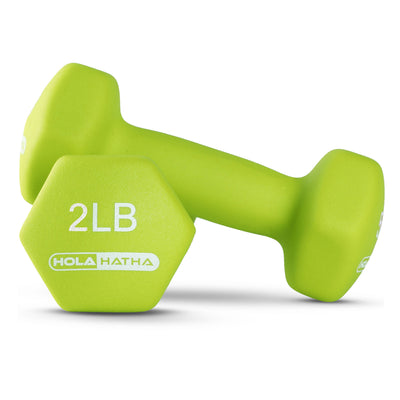 HolaHatha 1, 2 & 3lb Neoprene Dumbbell Strength Weight Set w/Rack (Open Box)