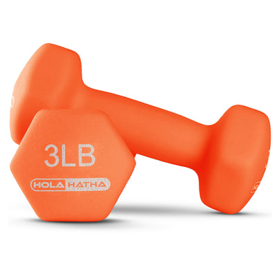 HolaHatha 1, 2 and 3 lb Neoprene Dumbbell Strength Training Weight Set with Rack