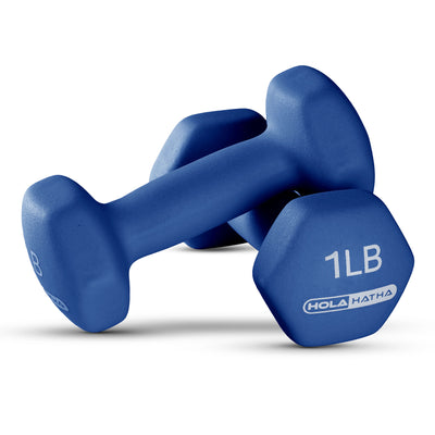 HolaHatha 1, 2 and 3 lb Neoprene Dumbbell Strength Training Weight Set with Rack
