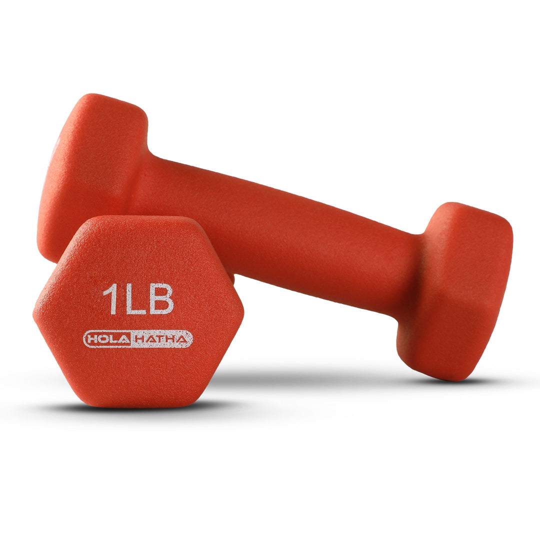 HolaHatha 1, 2 and 3 lb Neoprene Dumbbell Strength Training Weight Set with Rack