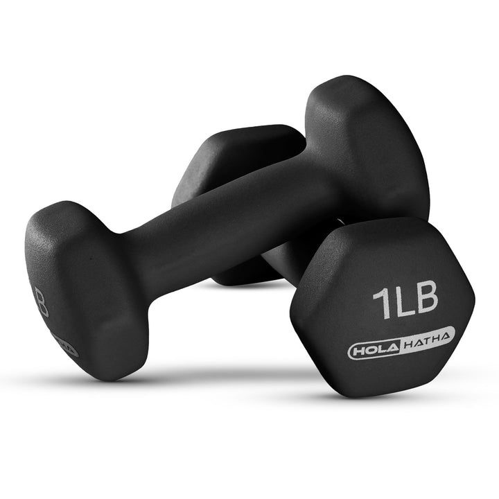 HolaHatha 1, 2 and 3 lb Neoprene Dumbbell Strength Training Weight Set with Rack