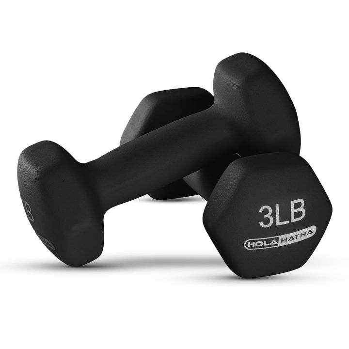 HolaHatha 1, 2 and 3 lb Neoprene Dumbbell Strength Training Weight Set with Rack