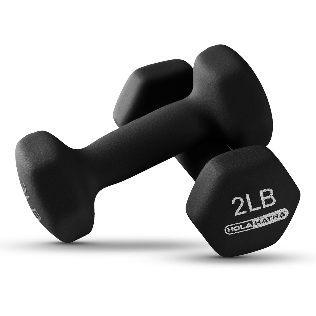 HolaHatha 1, 2 & 3lb Neoprene Dumbbell Training Weight Set w/Rack(Open Box)