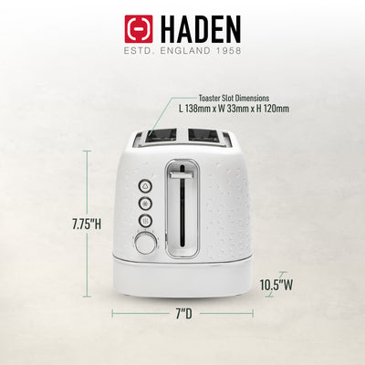 Haden 2 Slice Wide Slot Stainless Steel Toaster, White & Chrome(Open Box) - VMInnovations