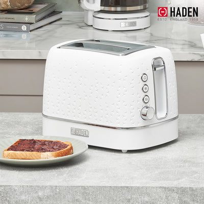 Haden 2 Slice Wide Slot Stainless Steel Toaster, White & Chrome(Open Box) - VMInnovations