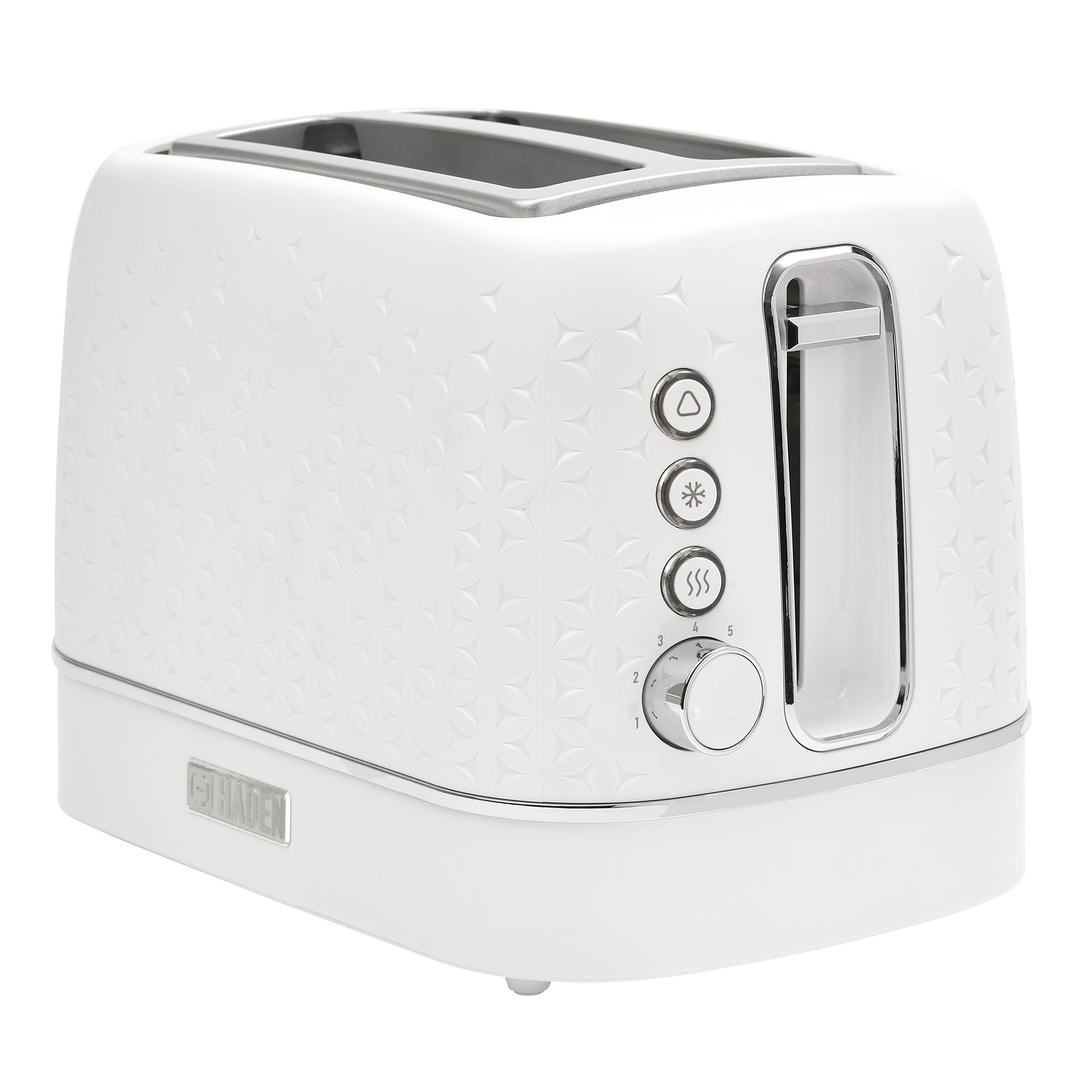 Haden Starbeck 2 Slice Wide Slot Stainless Steel Toaster, White & Chrome