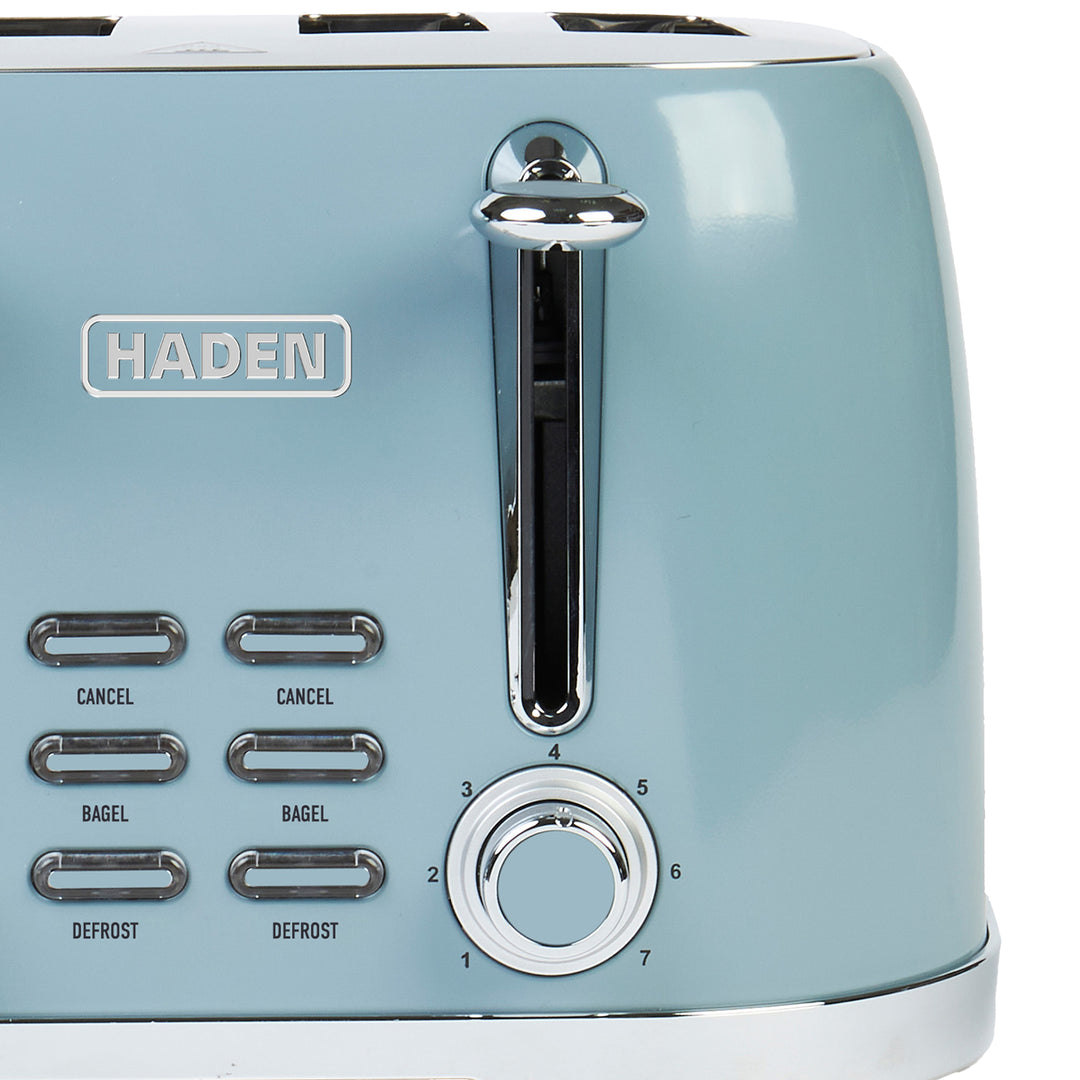 Haden Brighton Stainless Steel 4 Slice Toaster w/Extra Wide Slots, Blue (Used) - VMInnovations