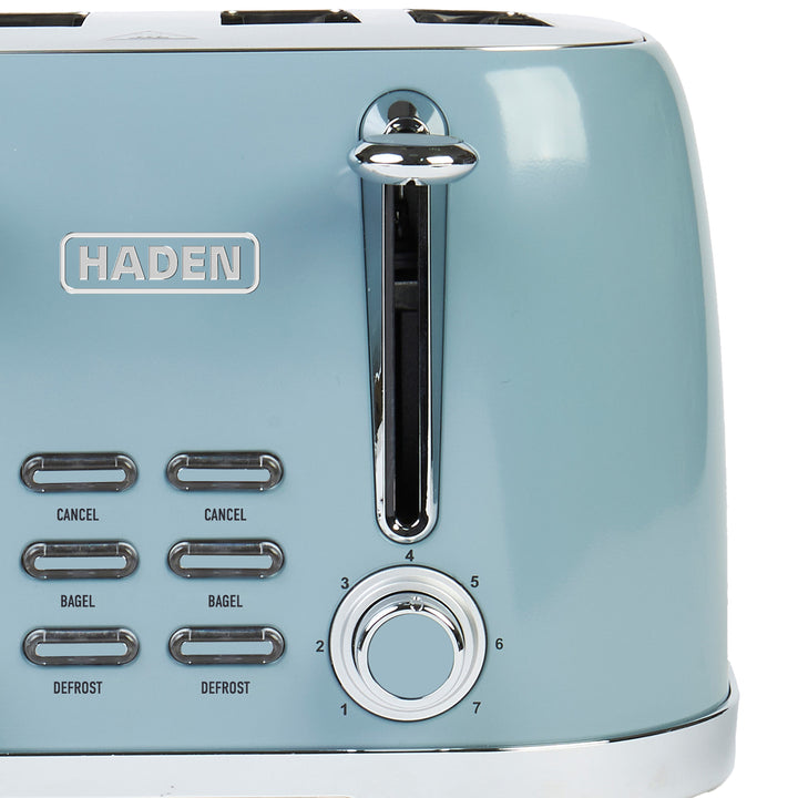 Haden Brighton Stainless Steel 4 Slice Toaster w/Extra Wide Slots, Blue (Used) - VMInnovations
